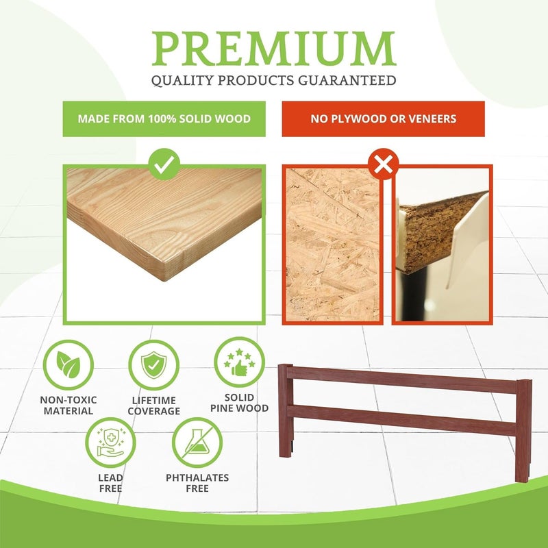 CC KITS Safety Guard Rail for Baby, Kids, and Children - Solid Wood Safety Bed Rail for Toddlers - Easy Installation - Premium Protection for Bunk, Twin, Full, Queen and King Size Beds - (Cherry) - Image 4